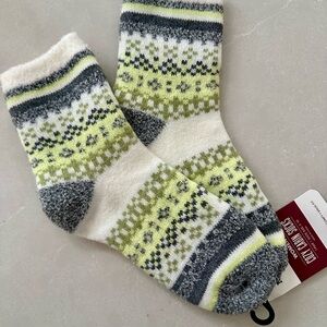 Cozy Patterned Socks - Gray, Green, and White NEW